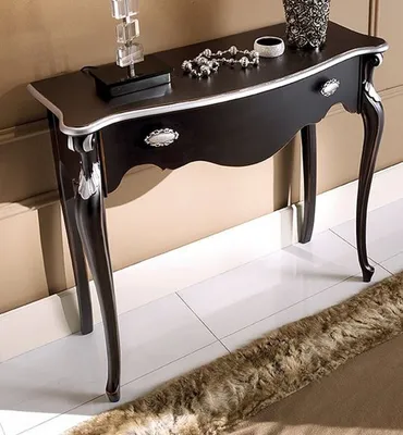Produktbild von Casa Padrino Luxus Barock Konsole Schwarz / Silber 93 cm -  Italy