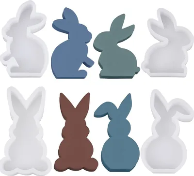 Produktbild von 4 Stück Osterhase Silikonform, Ostern Hase Silikonformen Gießformen, 3D Kaninchen Gießform Ostern, Osterhase Silikonform for Gips, Sojawachs Kerzen, Handwerk