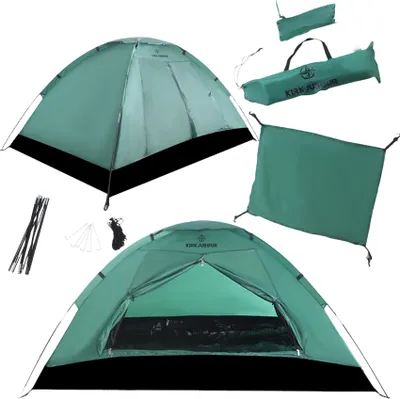 Produktbild von KIRKJUBØUR® "Vindr" 1 Person-Camping-Zelt, wasserdicht, UV-Schutz 50+, leicht & stabil, inkl. Zubehör & Tragetasche, schnell aufbaubar grün | KJ-115