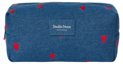Produktbild von Studio Noos Denim Red Hearts Etui - Dark Blue | Wickeletui
