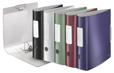Produktbild von LEITZ Ordner Active Style, 180 Grad, 80 mm, farbig sortiert DIN A4, runder Rücken, aus PP, gebürstete Oberfläche, innen