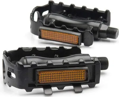 Immagine prodotto di Pedali per bicicletta MTB antiscivolo - pedali per bicicletta con asse 9/16" per varie biciclette, mountain bike, city, trekking - pedale in lega di alluminio [nero] con riflettori su entrambi i lati