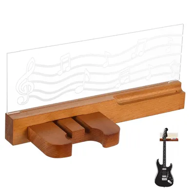 Produktbild von Gitarrenständer, Gitarren Wandhalterung, Gitarren Geschenk mit LED-Beleuchtung, Gitarrenhalter für die Wand, Notenblatt Design, Akustik-Elektro-Bass