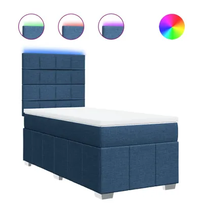 Produktbild von vidaXL Boxspringbett mit Matratze Blau 90x200 cm Stoff