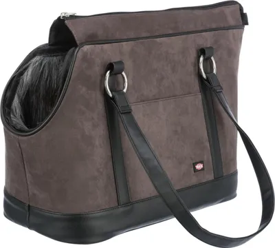 Produktbild von TRIXIE 28874, Weicher Haustierträger, Handtasche zum Tragen von Haustieren, Katze, 7 kg, Front- und Seitenlast, Schwarz, Braun