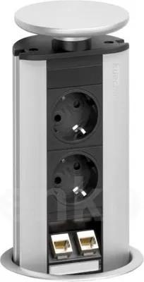 Produktbild von Schulte EVOline Port 00.463 versenkbare Steckdose 2 VDE + 2fach Data Silber