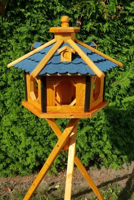 Produktbild von XL Vogelhaus mit Ständer blau Typ 11 aus Holz 57x38 cm NEU