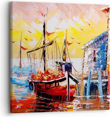 Produktbild von Bild auf Leinwand - Leinwandbild - Boot Segel Meer - 30x30cm - Wand Bild - Wanddeko - Wandbilder - Leinwanddruck - Bilder - Kunstdruck - Wanddekoration - Leinwand bilder - Wandkunst - AC30x30-3435