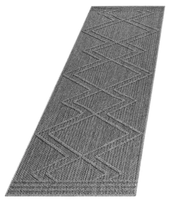 Imagen del producto de Alfombra rectangular, resistente a la intemperie, color gris, diseño bohemio, 80x250 cm