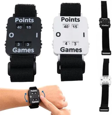 Produktbild von 2 Stück Tennispunktzähler-Armbänder – verstellbare Punktetafeln mit elastischem Band, Punktetafeln für Tennis und Padel