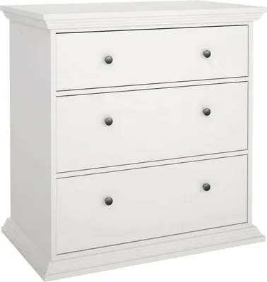 Image de Domeng - Commode, 86x52x88h cm Blanc, 3 Tiroirs
