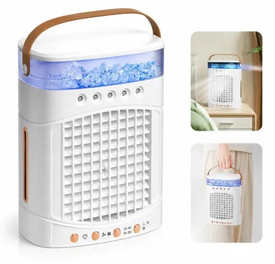 Produktbild von Mini Klimaanlage Ventilator mit Wasser 600ml, leiser Luftbefeuchter Kühlung tragbar für Büro Schlafzimmer Camping