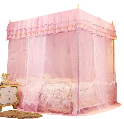 Produktbild von Luxus Prinzessin drei Seite Öffnungen Post Bett Vorhang Baldachin Netting Moskitonetz Bettwäsche (S)