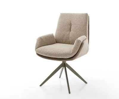 Produktbild von DELIFE Drehstuhl Clea-Flex Materialmix Schlamm Kreuzgestell breit Effektfinish Titan 360° drehbar