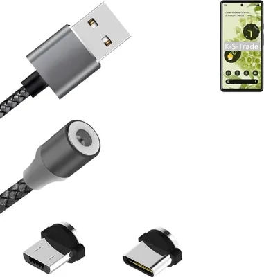 Produktbild von K-S-Trade Hochwertiges Magnet-Lade-kabel Sync-Kabel Daten-Kabel für Google Pixel 6 mit USB-Typ-C-Anschluss und Micro-USB-Anschluss 2A bis zu 480mbps