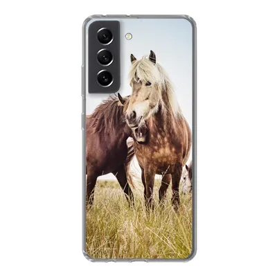 Produktbild von MuchoWow® Handyhülle Schutzhülle Hülle für Samsung Galaxy S21 FE Pferde - Gras - Frühling Silikon Softcase Handy Hülle - Mobiltelefonhülle