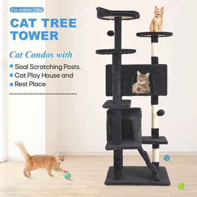 Imagen del producto de Árbol para gatos - Poste para gatos - Mueble para rascar - Rascador - Árbol de gatos - Varias plataformas - Postes para rascar de sisal