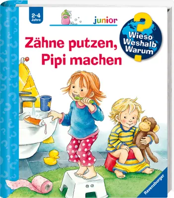 Children brushing teeth and using the toilet.