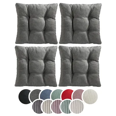 Produktbild von sleepling – 4er Set Stuhlkissen, Sitzkissen, weicher Möbelstoff, 38 x 38 cm, 7 cm, hellgrau
