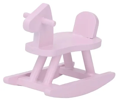 Produktbild von Puppenhaus im Maßstab 1:12, Schaukelpferd, Holzsimulation, Hahnenpferd, als Zubehör, Rosa
