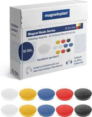 Zdjęcie produktu dla magnetoplan 1862410 magnetoplan Okrągły magnes „Basic”, 24 mm, różne kolory