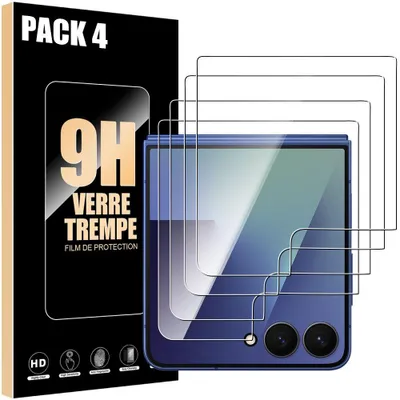 Image de Lot-4 Verre Trempé pour Samsung Galaxy Z Flip 7, Protection d'écran Transparent 9H Antichoc Anti-Rayures