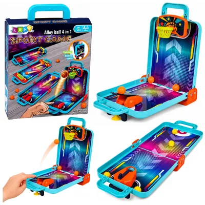 Zdjęcie produktu dla Mini gra zręcznościowa 3 w 1 przenośna walizka do koszykówki Pinball Bowling