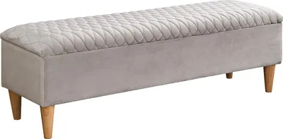 Produktbild von Sitzbank mit Stauraum - Samtstoff - Beige - DANIELE