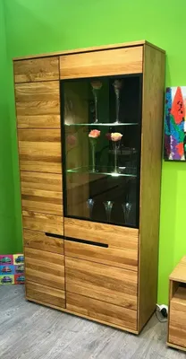 Produktbild von Vitrine Lola Regal Schrank Hochschrank Wildeiche teilmassiv geölt Breite 102cm