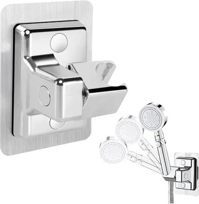 Immagine prodotto di Supporto per doccia senza foratura - Regolabile e universale - Plastica ABS - Argento