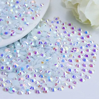 Productafbeelding van 2000 Stuks 5 mm Platte Rug Kristallen Zuiver Wit AB Kleur Hars Steentjes voor Ambachten en Decoratie