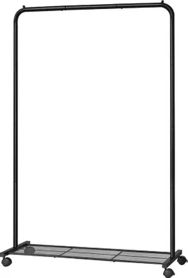 Produktbild von Famanu Kleiderständer mit Rollen - Metallgarderobe mit Ablage - 91 cm breit - Schwarz