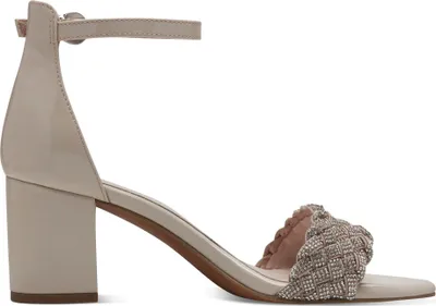 Produktbild von MARCO TOZZI Damen Sandalette geschlossene Ferse Glitzer Fesselriemen 2-28399-42, Größe:39 EU, Farbe:Beige