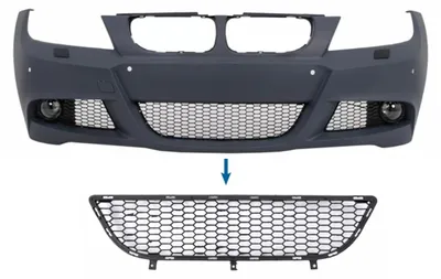 Imagen del producto de Paragolpes delantero y rejilla del radiador para BMW Serie 3 E90 E91, modelo LCI (restyling) de 2008 a 2011.