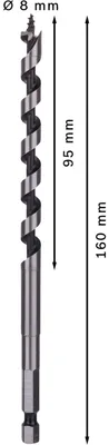 Imagen del producto de Broca para madera, hexagonal, 8 x 100 x 160 mm, diámetro de 6,35 mm