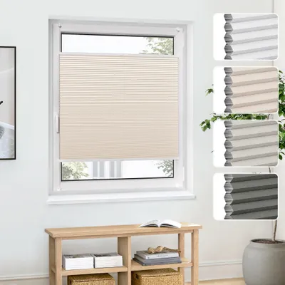 Produktbild von Wabenplissee Thermo Creme 120x130cm Verdunkelnd Ohne Bohren Hitzeschutz Pure Jalousiescout