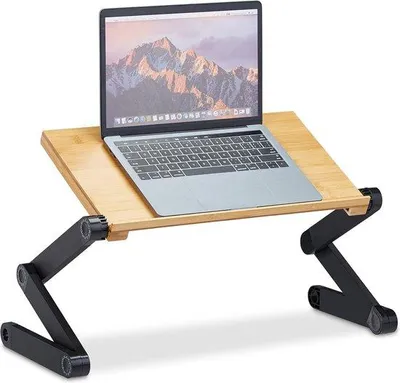 Produktbild von Verstelbare Laptopständer aus Bambus und Aluminium 47x26cm