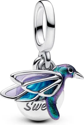 A close-up studio shot of a Pandora charm.