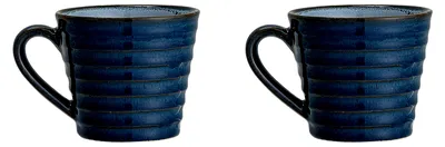 Produktbild von Reeza Retro Kaffeetassen mit Henkel, Vintage, dickwandig, blau, 2er Set