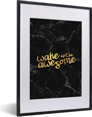 Produktbild von MuchoWow® Gerahmtes Poster Zitate - Cool - Gold - Schwarz 30x40 cm - Poster mit Schwarzem Bilderrahmen Wandposter Rahmen Foto Bilder - Wandposter Schlafzimmer