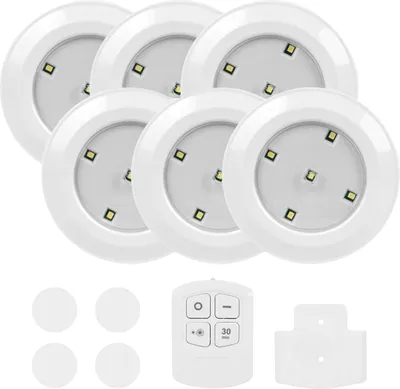 Zdjęcie produktu dla 6X Lampka Samoprzylepna Led + Pilot Ppd002