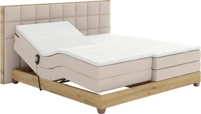 Obrázok produktu pre Kondela Elektrická polohovacia manželská posteľ Tiana 180x200 cm - béžová / dub artisan