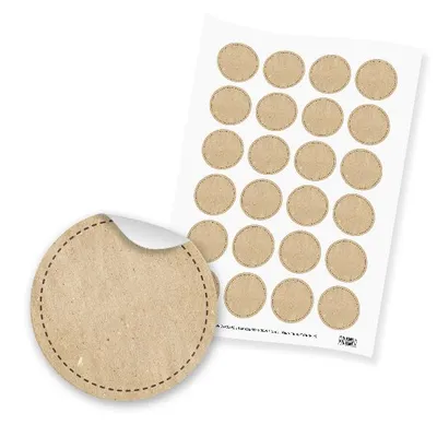 Produktbild von 24x Sticker Neutral Braun Papierstruktur (Motiv 96) 4cm beschreibbar