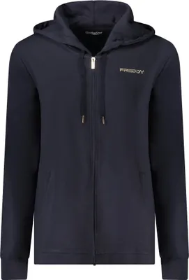 Produktbild von Damen Langarm-Sweatshirt blau mit Reißverschluss und Taschen