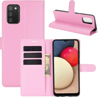Produktbild von König Design Hülle kompatibel mit Samsung Galaxy A02s Kunstleder Handyhülle - Handy Case Rosa