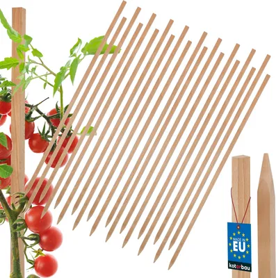 Obrázek produktu pro KOTARBAU® Sada 20 ks opěrných tyčí 80 cm pro rajčata a okurky, opora pro popínavé rostliny, tyče na rajčata, dřevěné kůly, dřevěné tyče, opora pro rostliny, dřevěné sloupky  z bukového dřeva, přírodní