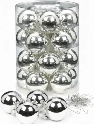 Produktbild von Weihnachtskugeln 20 Stk 6cm shiny silver + 40 Haken silber