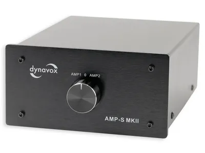 Immagine prodotto di Dynavox AMP-S MKII, commutatore per amplificatori e altoparlanti in custodia metallica, per amplificatori stereo e surround, collegamento tramite connettori a banana o morsetti, nero