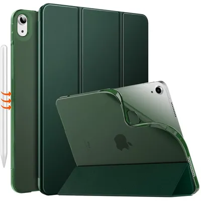 Produktbild von MoKo für iPad Air 11 Zoll Hülle 7./6. Generation M3/M2 2025/2024, iPad Air 5./4. Gen Hülle 2022/2020, Transluzent Matt Weich TPU Rückseite, Unterstützt Pencil Pro/2/USB-C, Nachtgrün
