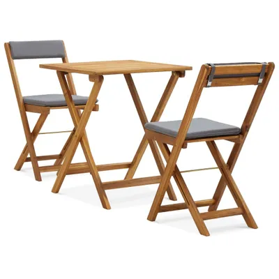 Produktbild von The Living Store 3-tlg. Bistro-Set Klappbar mit Auflagen Massivholz Akazie
